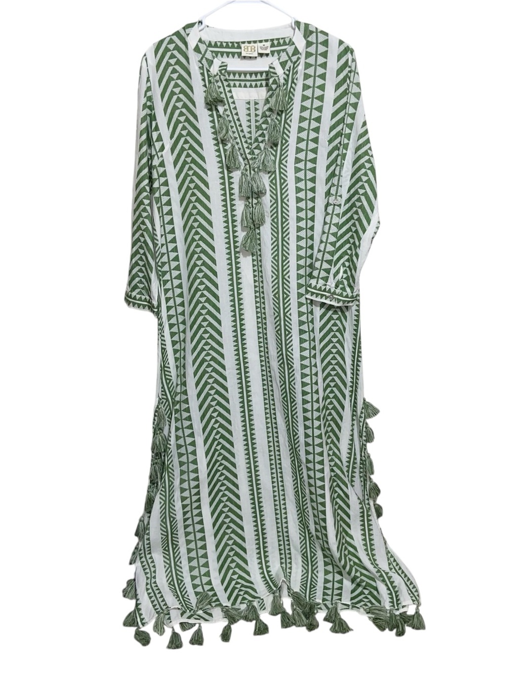 Boo Gemes Caftan Womens Medium Kaftan Beach Coverup Resortwear Dress Tassels
